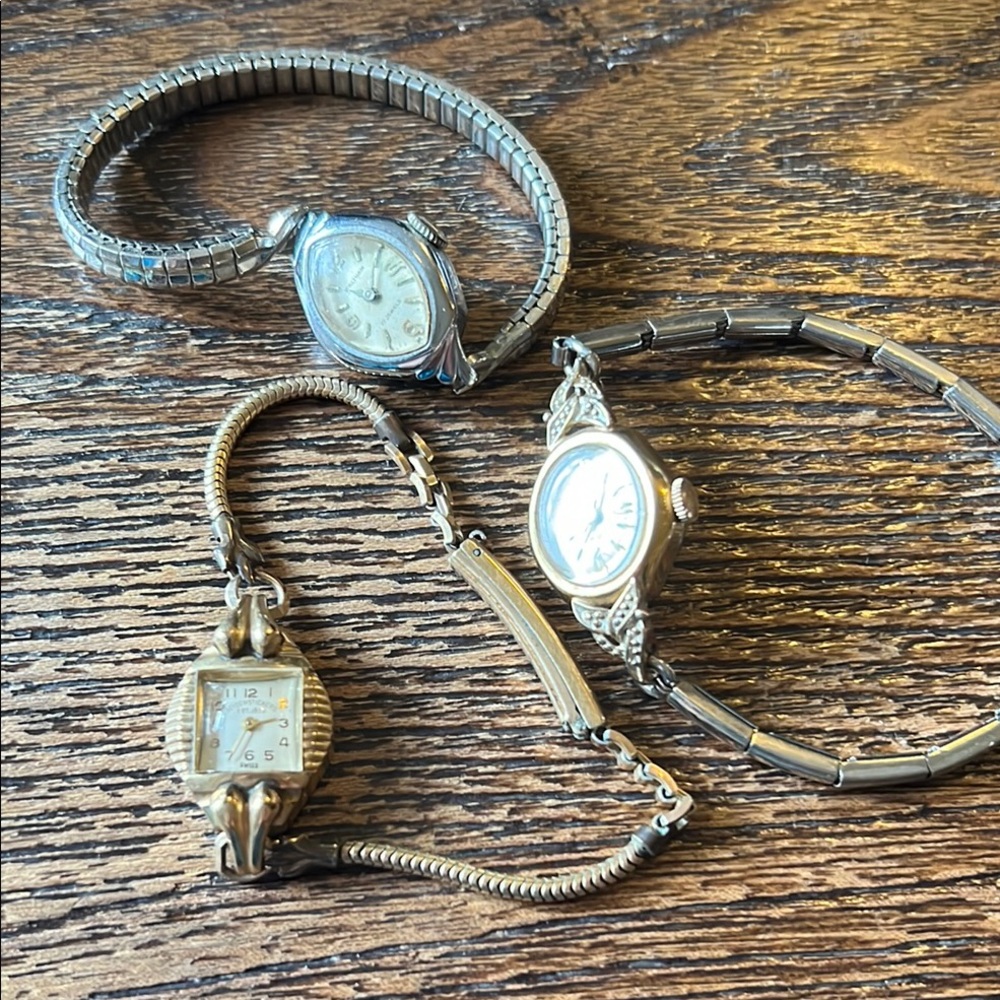 Lot Antique ladies watches helbros Waltham seidenstickers untested